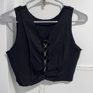 black tank top with adjustable tie — size M